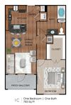 1x1 Floor Plan Creekside Vue Apartments l New Braunfels, TX
